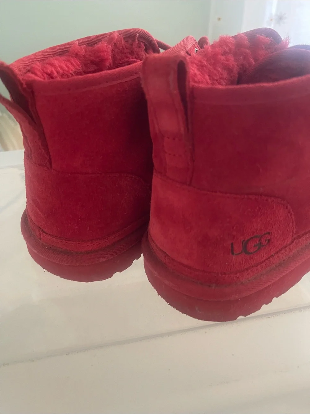 UGG Kids Red Suede Lace-Up Ankle Boots